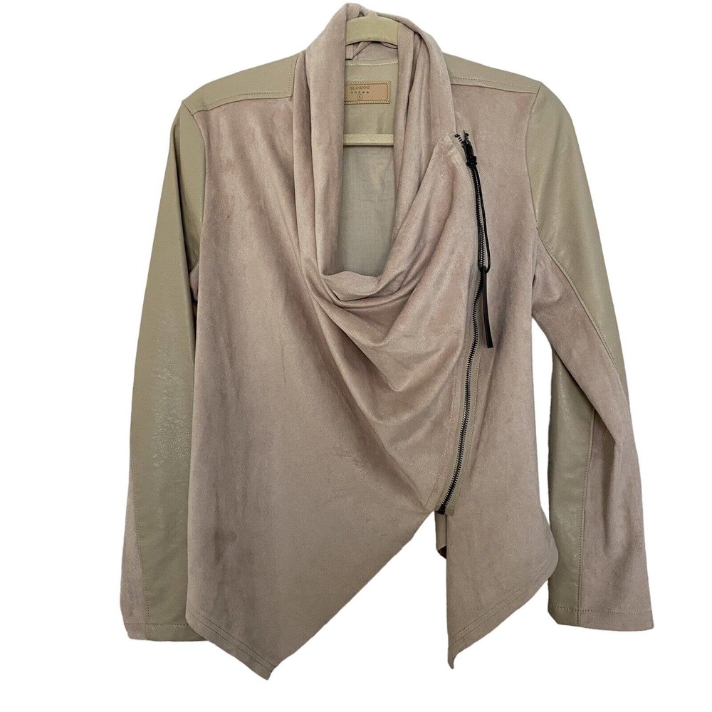 NWT Blank NYC Private Practice Beige Wrapped Draped Moto Jacket - Size Small